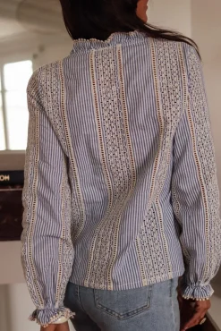 Best Blouse Cyane brodée bleu Blouses