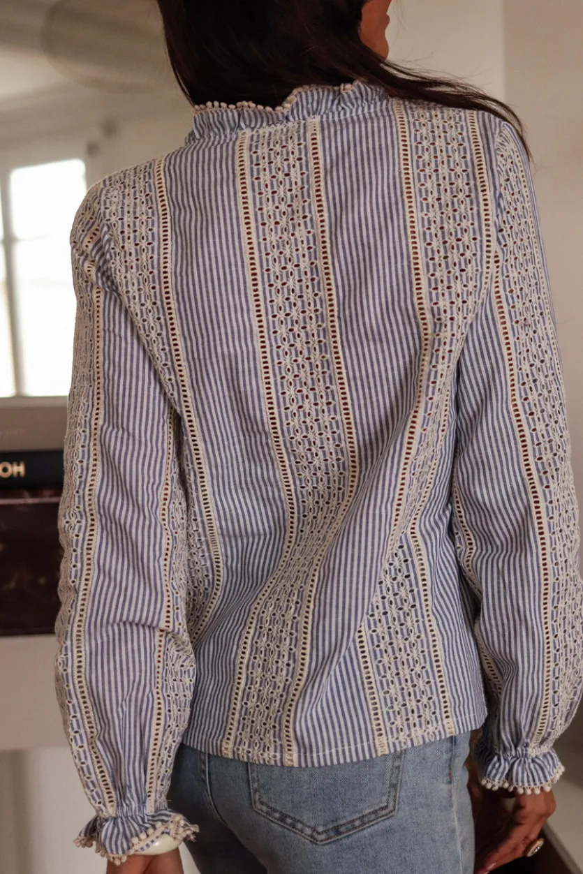Best Blouse Cyane brodée bleu Blouses