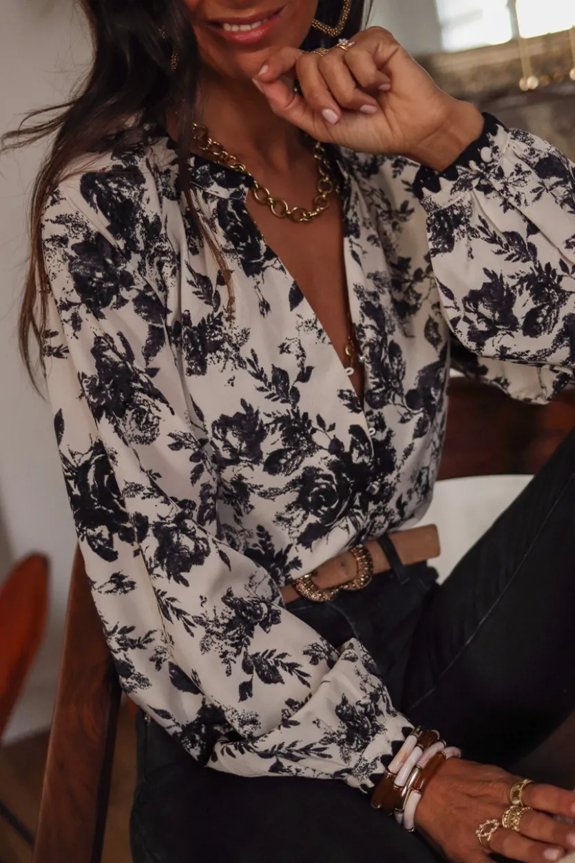 Discount Blouse Jill noire et écrue Blouses