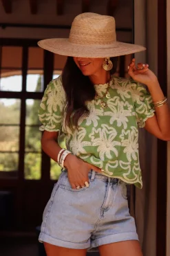 Best Blouse Molly brodée verte Blouses