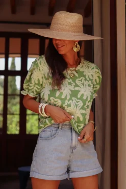 Best Blouse Molly brodée verte Blouses