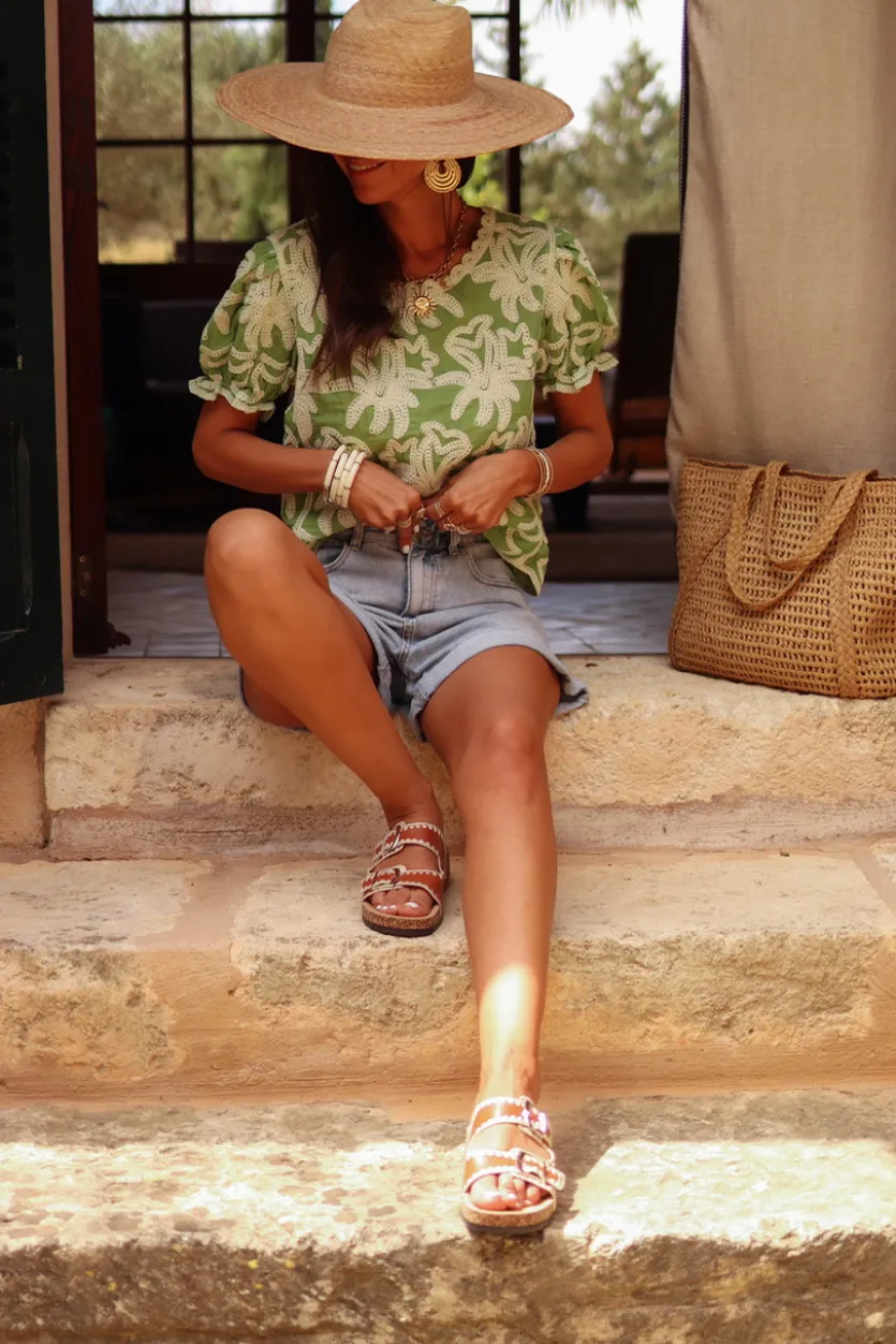 Best Blouse Molly brodée verte Blouses