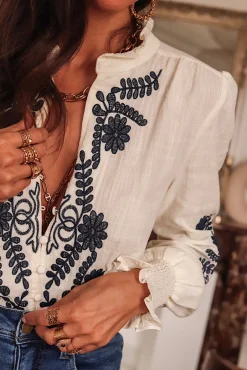 New Blouse Monica brodée bleu marine Blouses