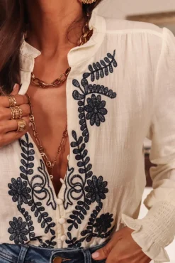 New Blouse Monica brodée bleu marine Blouses