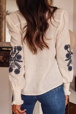 New Blouse Monica brodée bleu marine Blouses