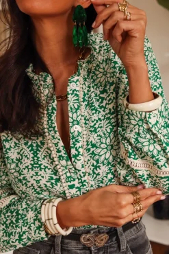 Online Blouse Paola verte Blouses