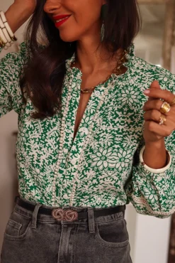 Online Blouse Paola verte Blouses