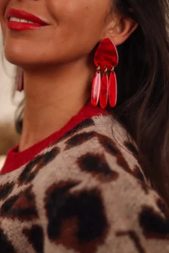 Shop Boucles d’oreilles Jona rouge Boucles D’oreilles