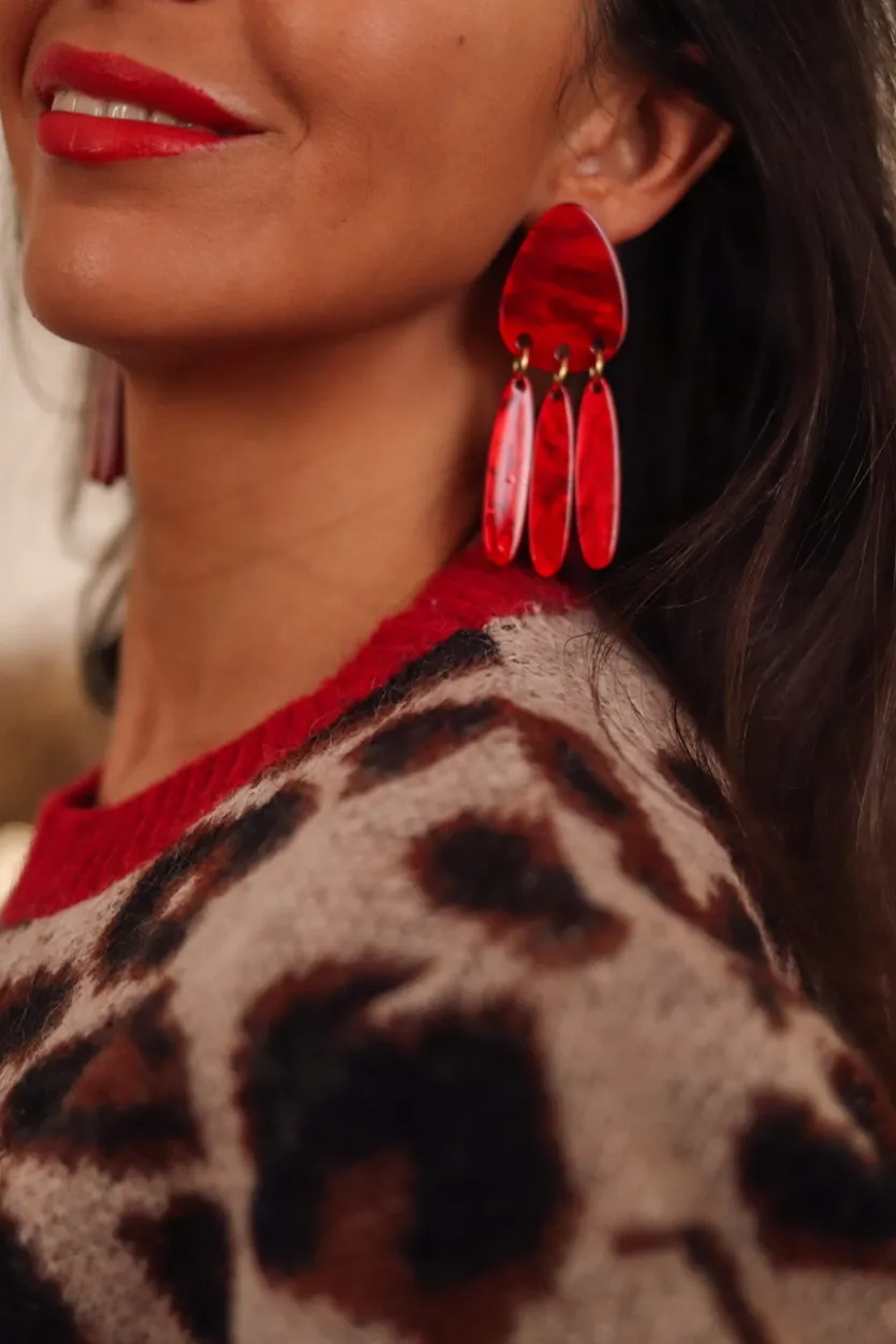 Shop Boucles d’oreilles Jona rouge Boucles D’oreilles