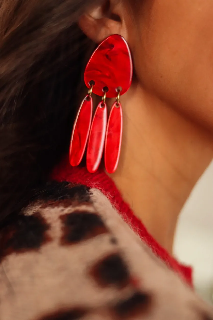 Shop Boucles d’oreilles Jona rouge Boucles D’oreilles