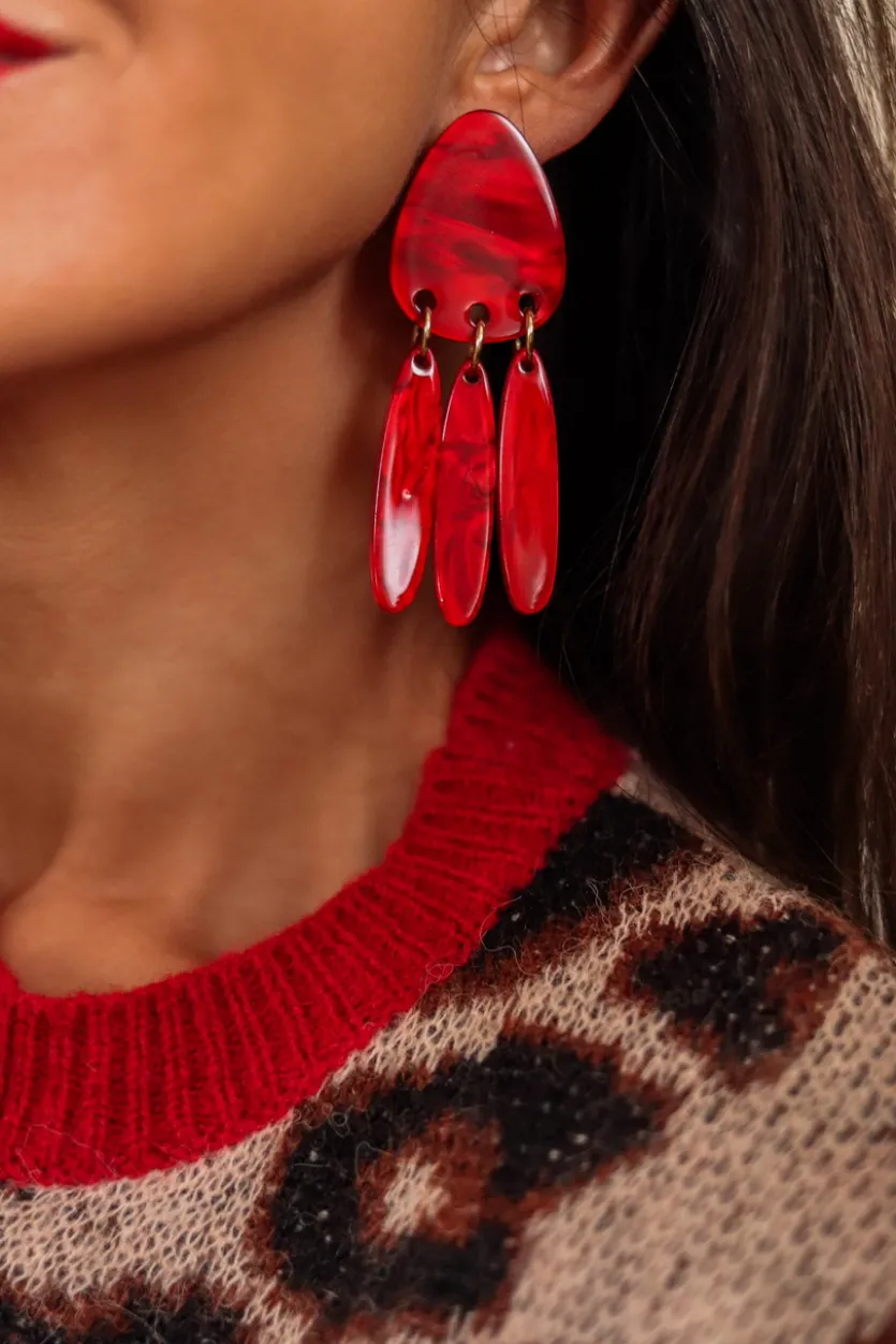 Shop Boucles d’oreilles Jona rouge Boucles D’oreilles