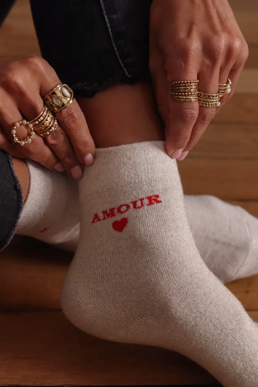 Sale Chaussette Amour beige Chaussettes