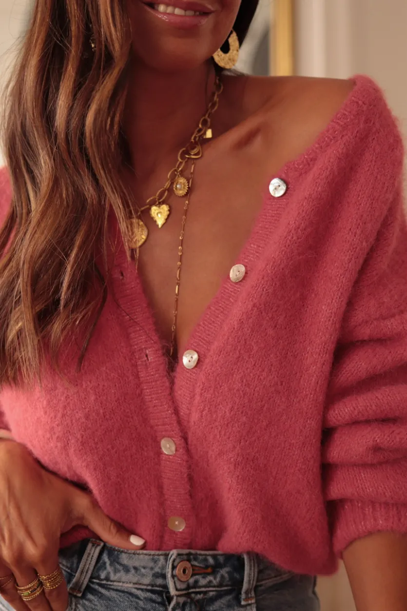 Sale Gilet Abel rose framboise Gilets