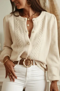Best Gilet Carly beige Gilets|Pulls