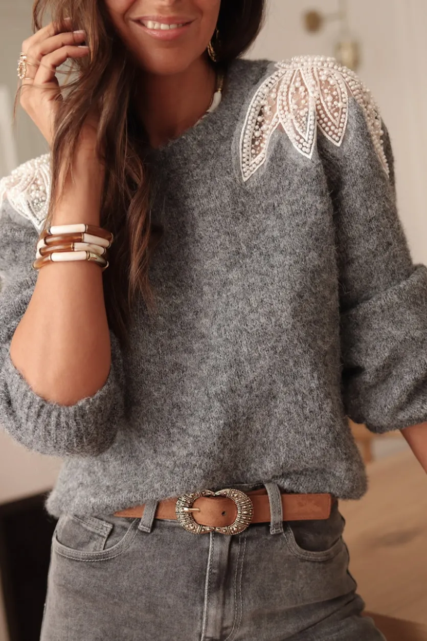 Flash Sale Pull Edwige gris Pulls