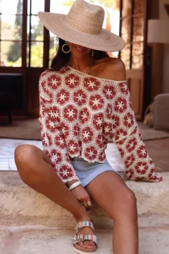Sale Top Charlotte macramé terracotta Tops