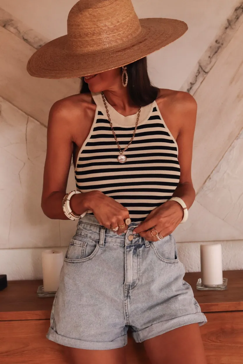 Cheap Top Jill beige et noir Tops